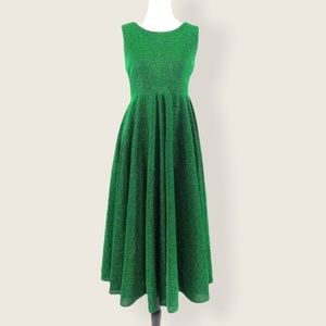 Queenia Green Glitter Metallic Midi Dress